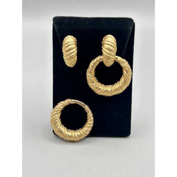 Jomaz Joseph Mazer Door Knockers Earrings Gold Tone Removable Dangles Clips - Picture 3 of 8